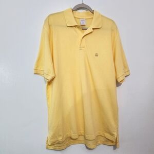 Vintage Brooks Brothers 346 Yellow Pique Polo Shirt L Made in Hong Kong